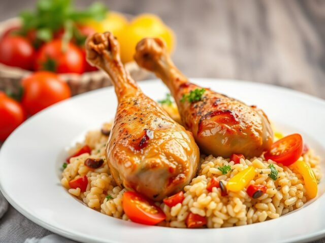 Pollo Italia con risotto — AI-gegenereerde illustratie