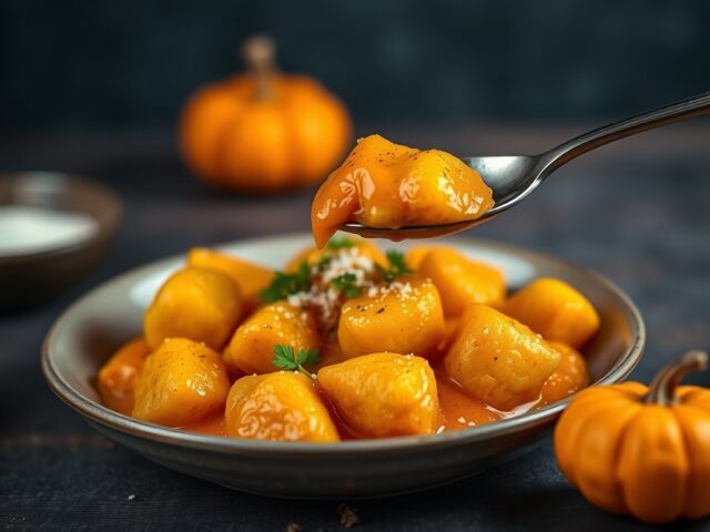 Pompoen gnocchi met pompoensaus