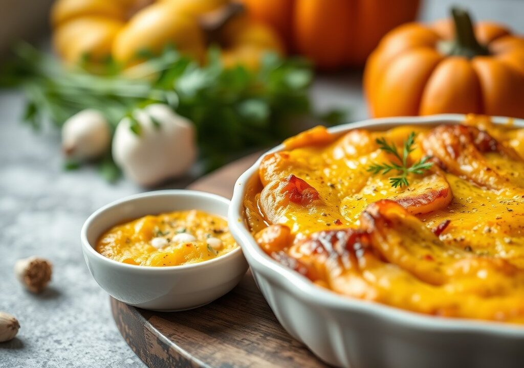 Pompoen Gratin, AI-gegenereerde illustratie