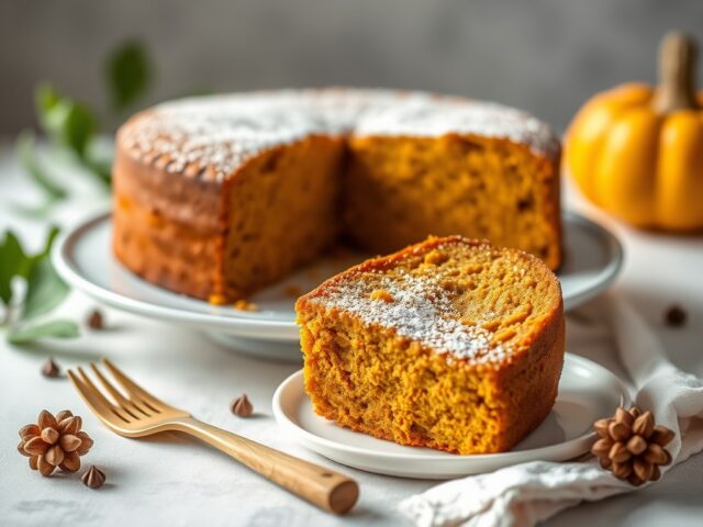 Pompoencake — AI-gegenereerde illustratie