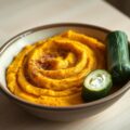 Pompoenquinoastamppotje met courgetterolletjes en