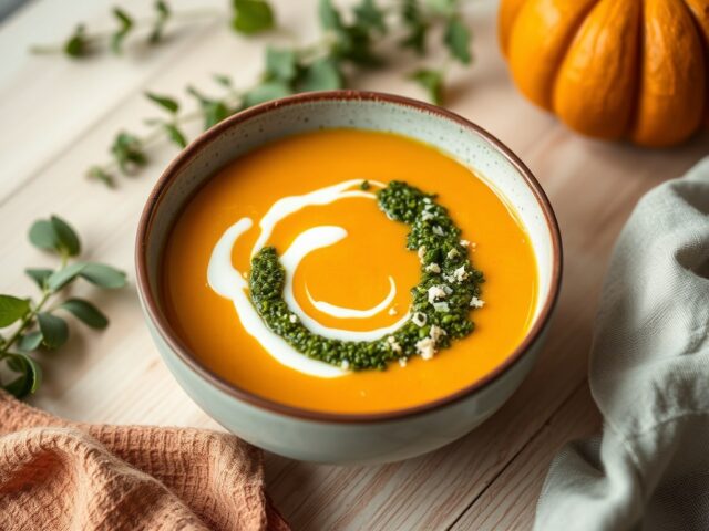 Pompoensoep met winterpesto