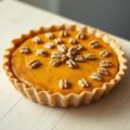 Pompoentaart met walnoten
