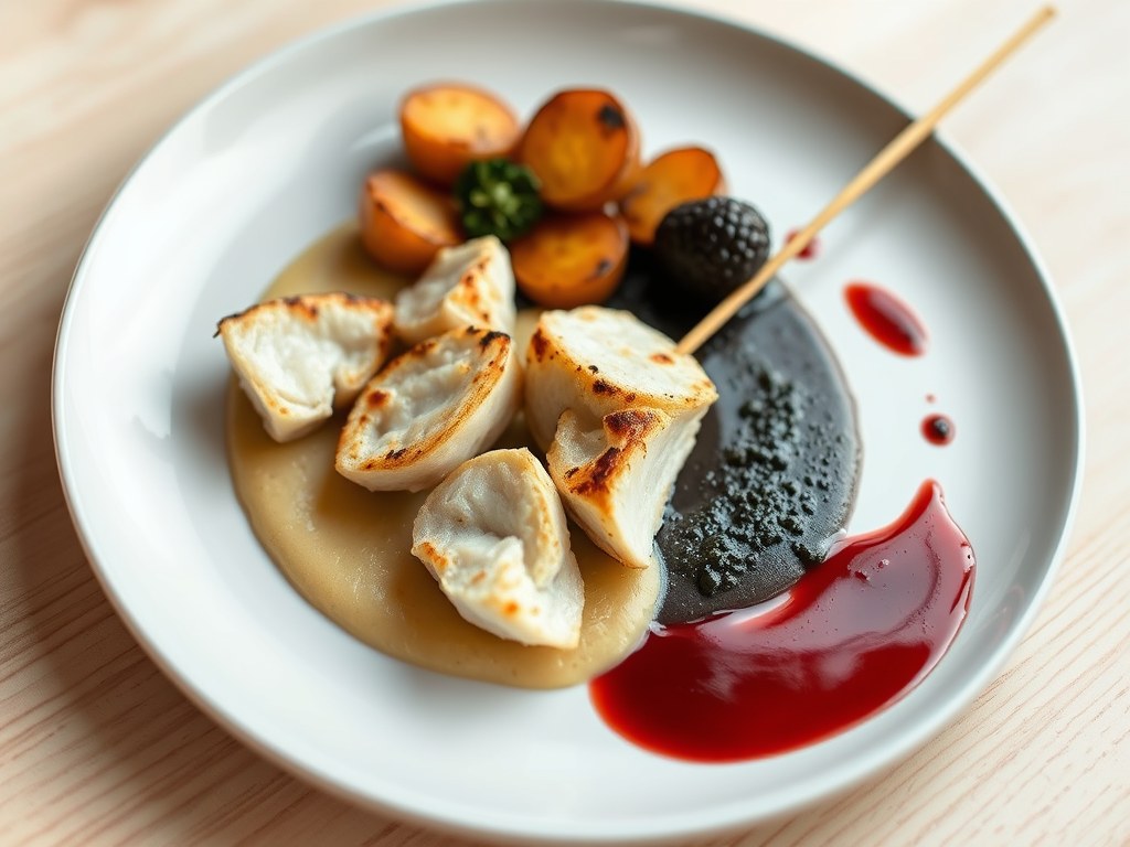 Poonspies met auberginekaviaar, AI-gegenereerde illustratie