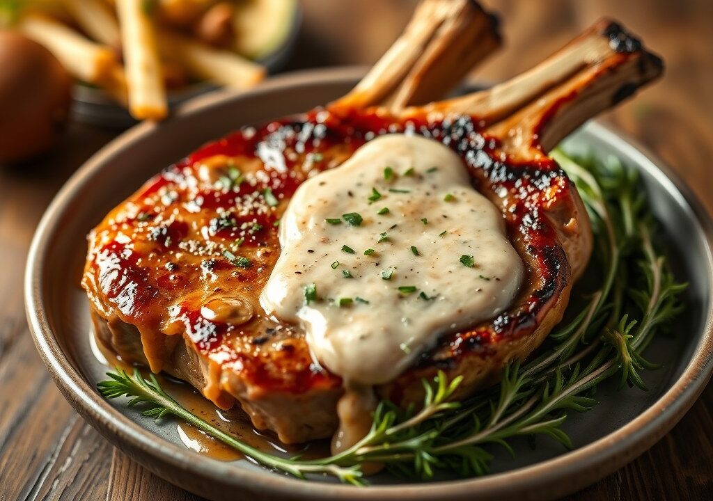 Pork Chops American Style, AI-gegenereerde illustratie