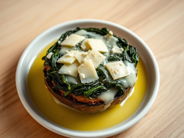 Portabella met spinazie en gorgonzola