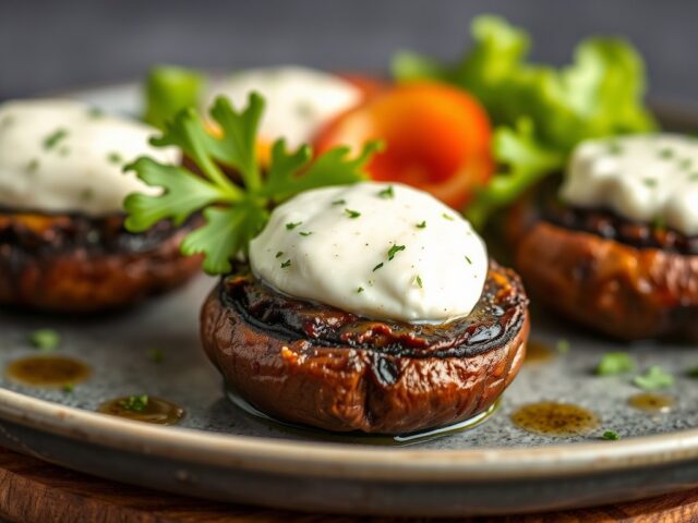 Portobello met geitenkaas — AI-gegenereerde illustratie