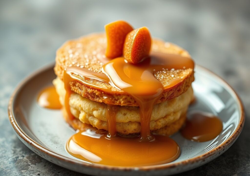 Portugese eiervla met caramel, AI-gegenereerde illustratie