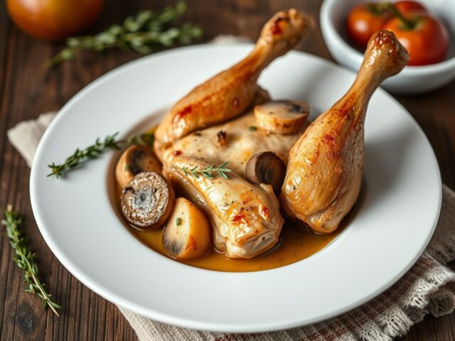 Poulet Vallée d’Auge — AI-gegenereerde illustratie