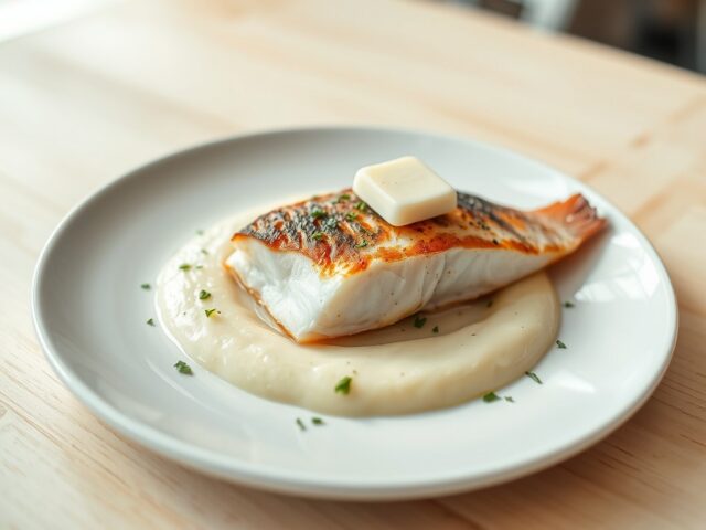 Preipuree met vis en kruideboter