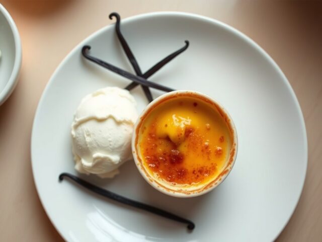 Proeverij van Vanille, crème brûlée en roomijs met