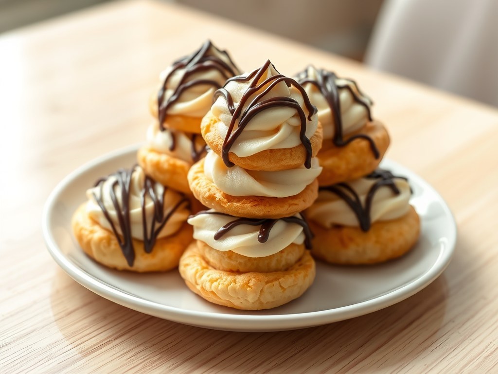 Profiteroles met mokkaroom, AI-gegenereerde illustratie