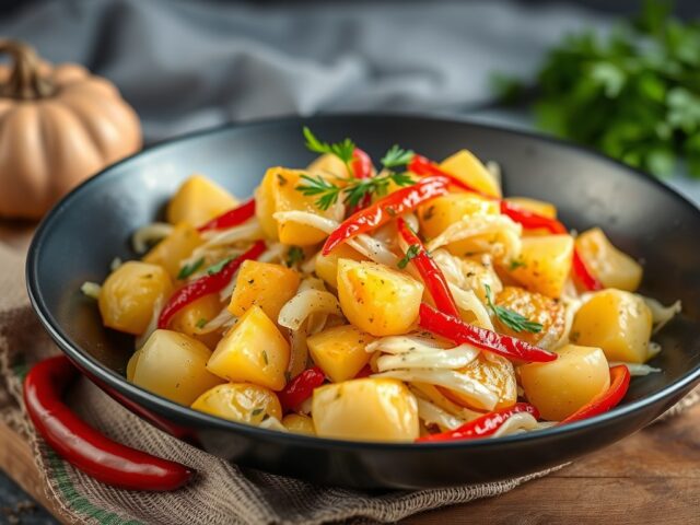 Provençaalse aardappelschotel met mosterdroom — AI-gegenereerde illustratie