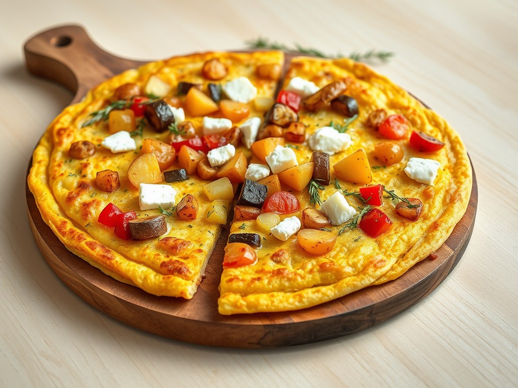 Provençaalse tortilla met zachte geitenkaas, AI-gegenereerde illustratie