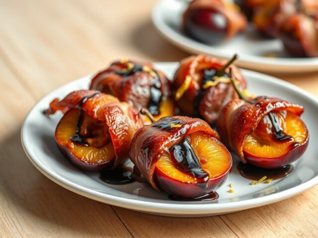 Pruimen met spek en balsamico