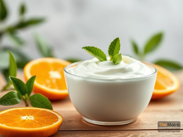 Pruimen-sinaasappelyoghurt — AI-gegenereerde illustratie