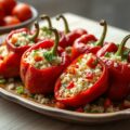 Puntpaprika’s met rijst en tuinkruiden