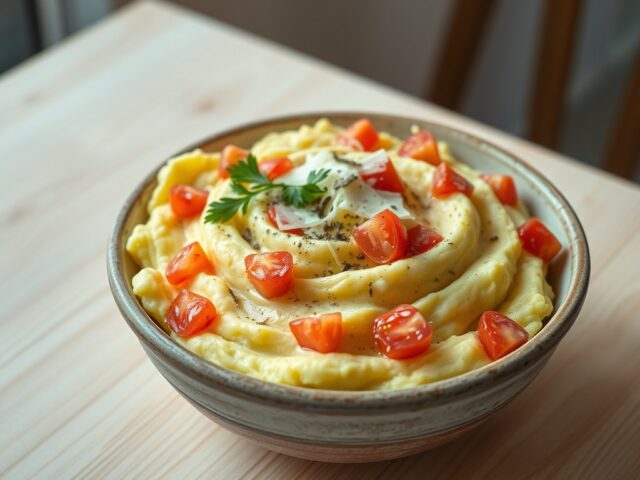 Puree met ui en tomaten