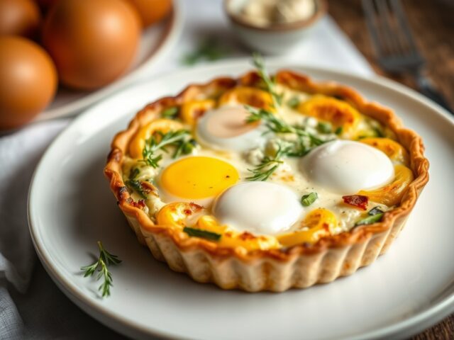 Quiche met beurré d’anjou en gorgonzola — AI-gegenereerde illustratie