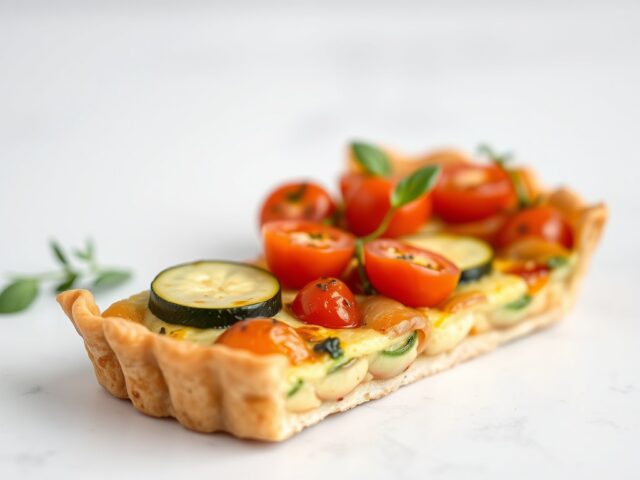 Quiche met courgette, tomaat en cashewnoten