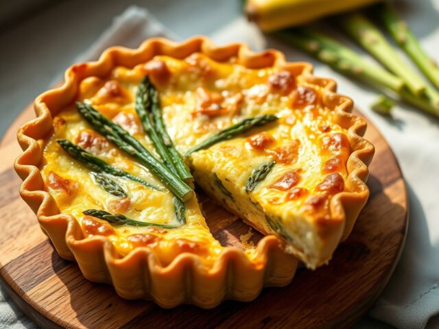 Quiche met groene asperges en lavas