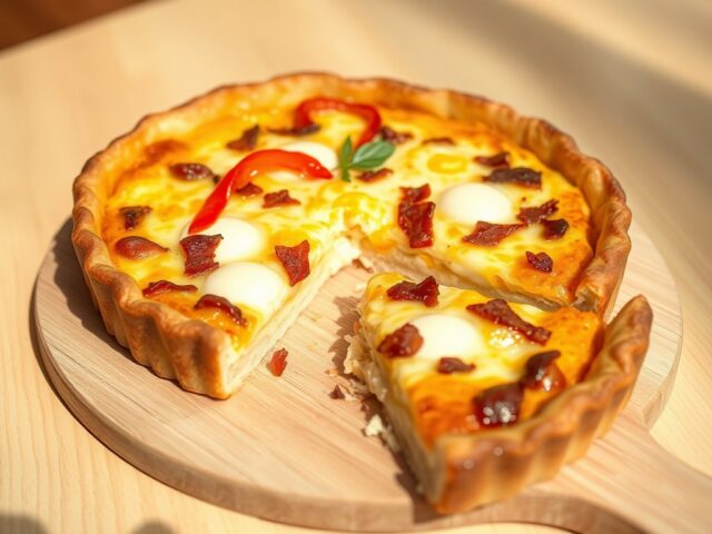 Quiche met paprika en pancetta