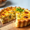 Quiche met prei en grijze garnalen