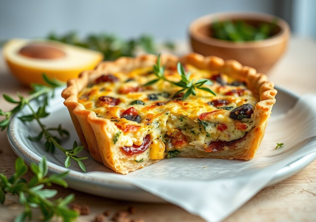 Quiche met wild, AI-gegenereerde illustratie