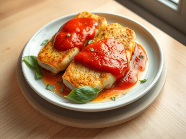 Quorn filets in rode pestosaus