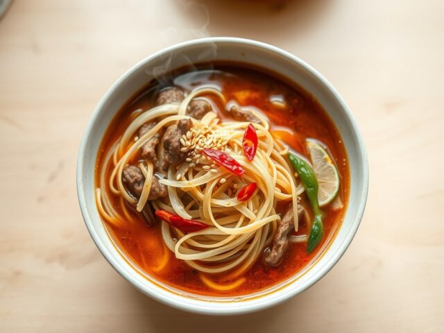 Quorn wokreepjes met rode peper bouillon