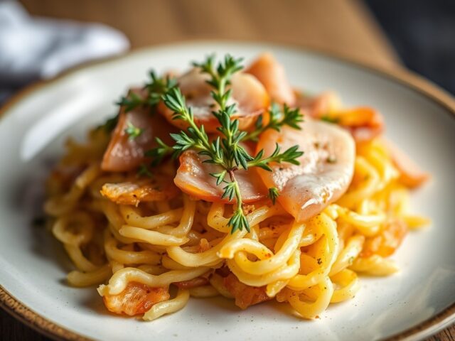 Rösti met ham en kerstomaatjes — AI-gegenereerde illustratie