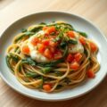 Raapsteeltjes met spaghetti en roereieren