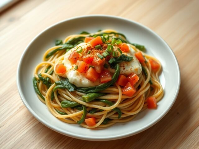 Raapsteeltjes met spaghetti en roereieren