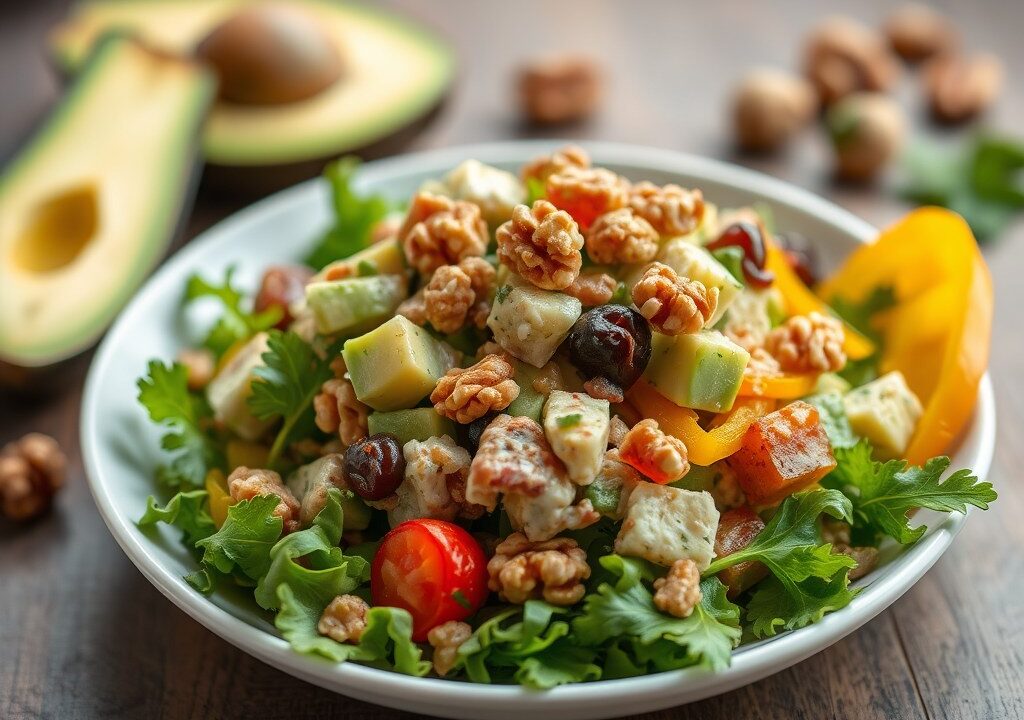 Raapstelen en avocado salade — AI-gegenereerde illustratie