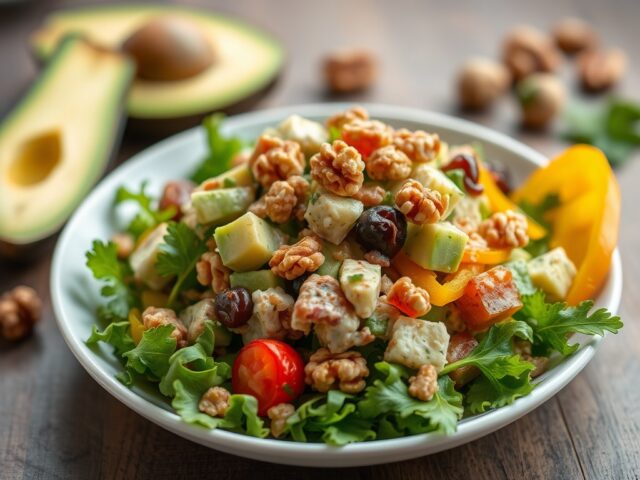 Raapstelen en avocado salade — AI-gegenereerde illustratie
