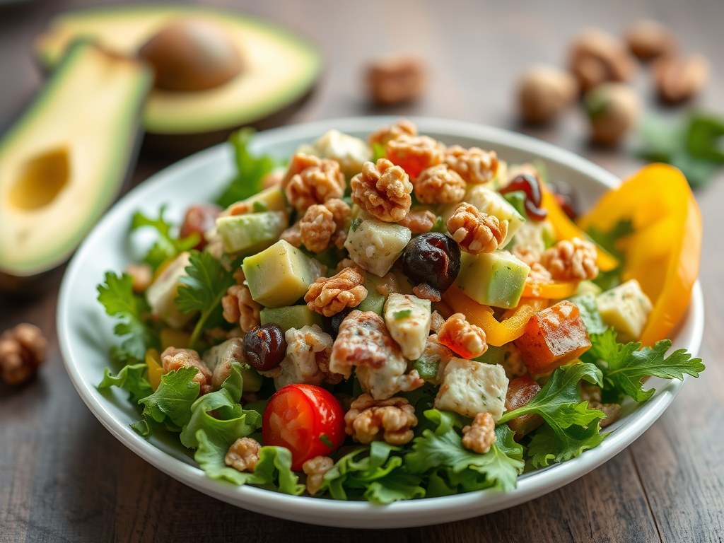 Raapstelen en avocado salade, AI-gegenereerde illustratie