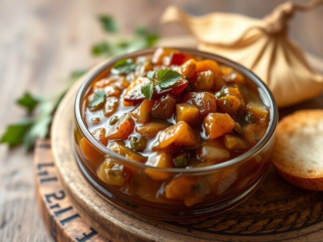 Rabarber Chutney — AI-gegenereerde illustratie