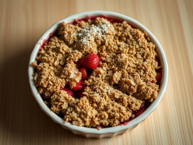 Rabarber en aardbeien crumble