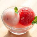 Rabarber-en aardbeiensorbet met ( zie opm)