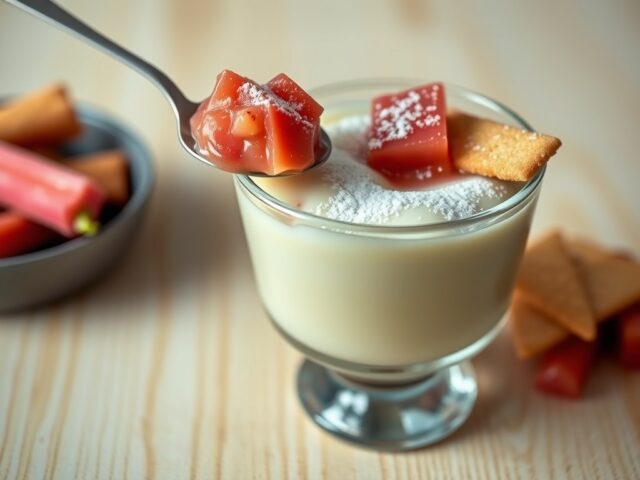 Rabarbercompote met kardemompudding