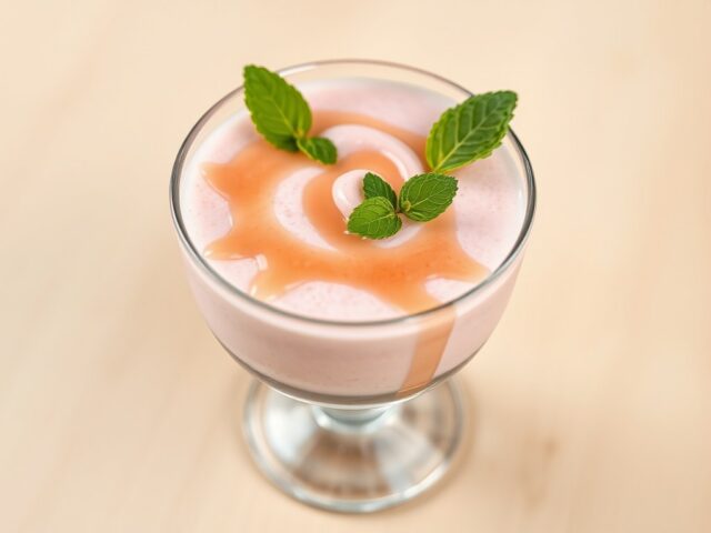 Rabarbermousse met honing en munt