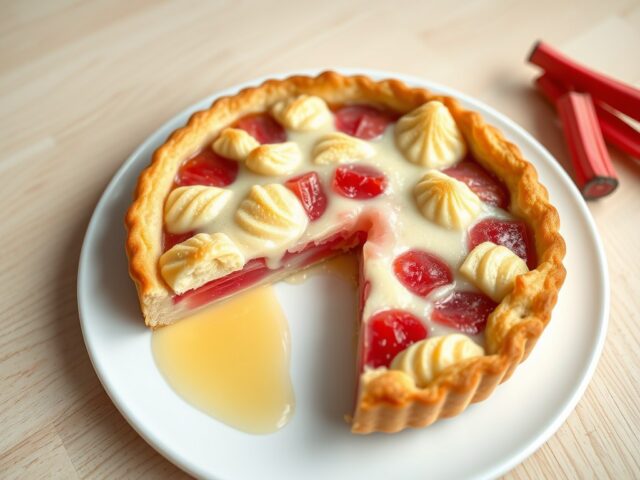 Rabarbertaart met vanillesaus
