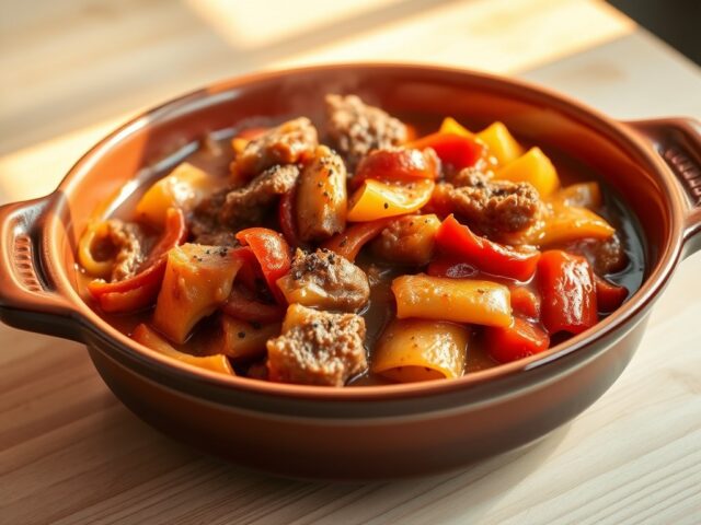 ragout van gestoofd kalfsvlees met paprika
