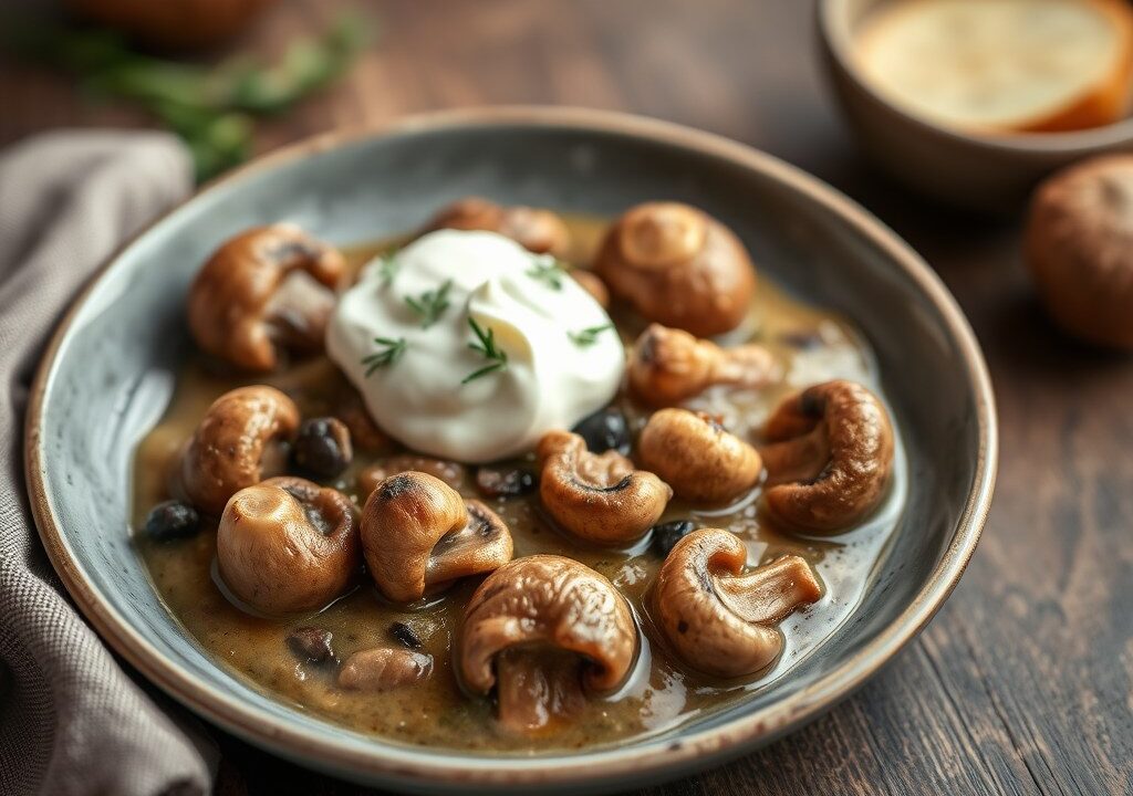 Ragout van paddenstoelen, AI-gegenereerde illustratie