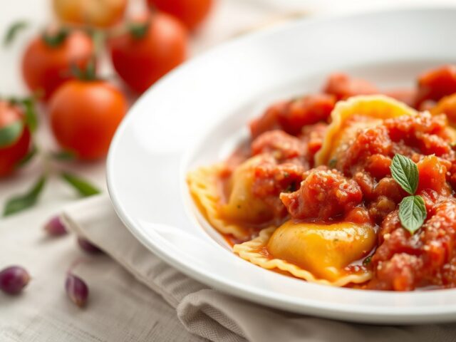 Ravioli in tomatensaus