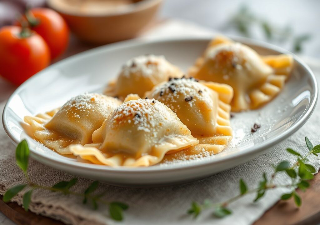 Ravioli, maar dan zoet, (ravioli dolci), AI-gegenereerde illustratie