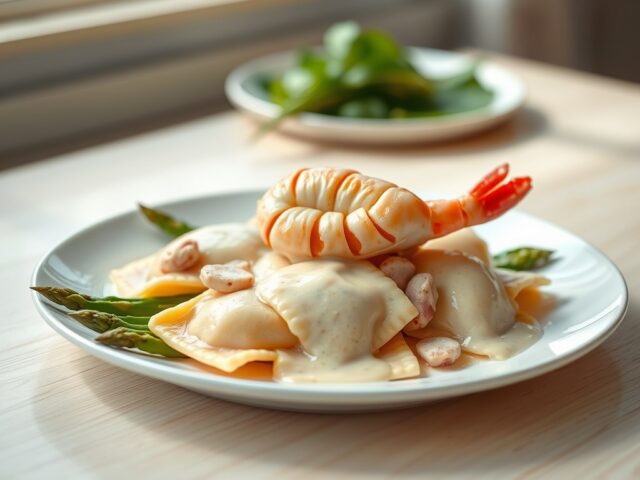 Ravioli met konijn en langoustines
