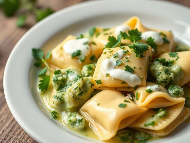 Ravioli met peterseliesaus