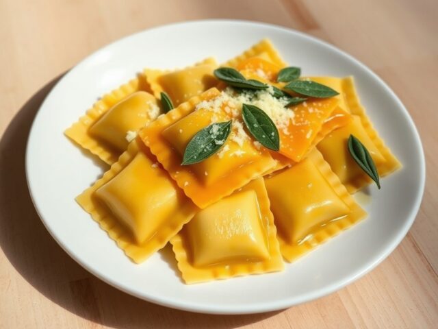 Ravioli met pompoen en salieboter