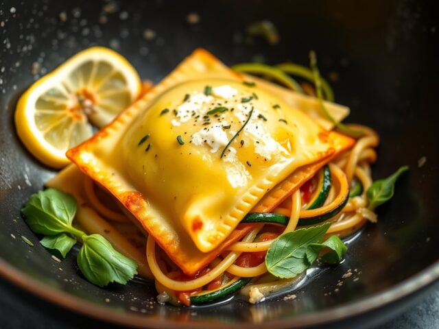 Raviolone met sint jacobsschelpen